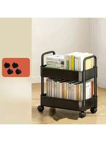 1 pièce Étagère de rangement à double couche sur roulettes, pratique, en plastique durable pour ranger les fournitures de bureau, les collations et les livres - étagère gain de place sous le bureau pour la cuisine, la chambre, la maison et la salle de bain - Multicolore - Voir 8