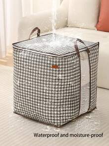 1 pieza Bolsa de almacenamiento de ropa para el hogar, bolsa de embalaje de edredón de algodón para mudanza, caja de almacenamiento de gran capacidad, adecuada para armario de dormitorio, plegable, a prueba de polvo y humedad, bolsa de almacenamiento de gran capacidad gruesa con cremallera y cubierta - Negro - Ver 4