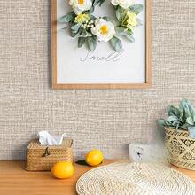 1 Roll Of Self-Adhesive Vinyl Wallpaper, Light Brown Detachable Fabric Wallpaper, Easy To Peel Off And Paste, Used For Home Decoration, Living Room, Bedroom, Office, Countertop, Drawer/Texture Wall Cover Wallpaper