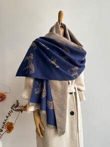 1 Stück Vintage Pferde Muster Jacquard Schal, warmer Umhang/Decke für Frauen, geeignet für tägliches Kombinieren, Herbst/Winter für Kleider