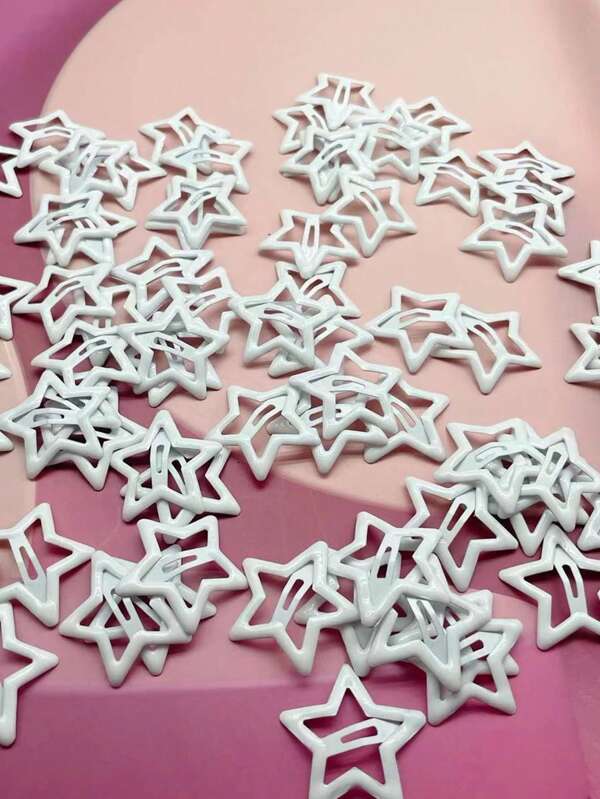 8pcs/Set Women's Hair Accessories White Metal Star Hair Clips, Suitable For Daily Use, Sweet Star Hair Decoration Set