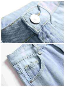 Tween Boys' Distressed Casual Jeans,Fashion Skinny  Classic High-Quality Denim Pants With Pockets For Party And Street Wear,Soft Comfortable Straight Leg Long Pants For Teens,Perfect For Outdoor,To 8-16 Year Old Size,Hip-Hop Skateboard Pants - 藍色 - 查看 3