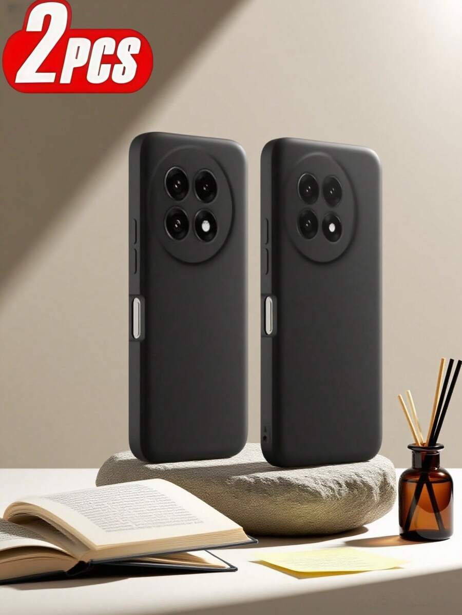 2 个黑色磨砂手机壳，兼容 T Ecno 黑色手机壳。Infinix 黑色手机壳、OnePlus 黑色手机壳、手机壳、手机保护套、手机外套、黑色手机壳、简约手机壳、纯色手机壳、黑色 TPU 防摔手机壳（军用级保护）、轻薄手机壳、手机保护套和手机壳。