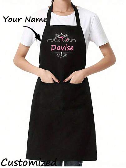 1 pieza Delantal negro personalizado y personalizado para estilista de cabello, peluquería, salón de belleza, cosmetólogo, escuela de cosmetología, barbero. Regalo personalizado, único, ideal para él, ella, novio, novia, papá, mamá, familia, amigos para aniversarios, San Valentín, Día de la Madre, cumpleaños, Día del Niño, Día del Padre, graduación, bodas, Navidad, inauguración de la casa