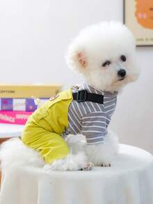 1件宠物衣服，狗狗/猫咪套装，小型犬可爱服装，保暖舒适连体衣，橄榄绿 - 彩色 - 查看 3