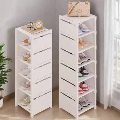 1pc Household Multi-Layer Single Row Shoe Rack, Multi-Layered Storage Space Saving Shoe Cabinet, Can Be Freely Assembled, Suitable For Bedrooms, Living Rooms, And School Dormitories,Can Be DIY Assembled Shoe Rack, Shoe Storage Rack Behind The Door