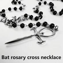 Ankh Cross Bat Necklace Religious Grunge Gothic Vampire Black Long Rosary Beaded Ancient Egyptian Necklace For Women2025 - 1 - Xem 2
