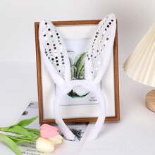 1pc Glitter Rabbit Ear Headband, Plush Sequin Party Headpiece - Multicolor - View 8