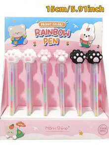 1pc/3pcs/6pcs Colorful Spiral Neutral Pens, Cat Paw Pastel Pens, Gradient Color Planner Pens, Dreamlike Doodle Rainbow Pens, Multi-Color In One Pen, High-Quality Creative Student Stationery Pens, DIY Graffiti Drawing Pens, Suitable For Sketching And Painting, Professional Drawing Pens For Artworks, Waterproof And Smudge-Proof, Smooth Writing