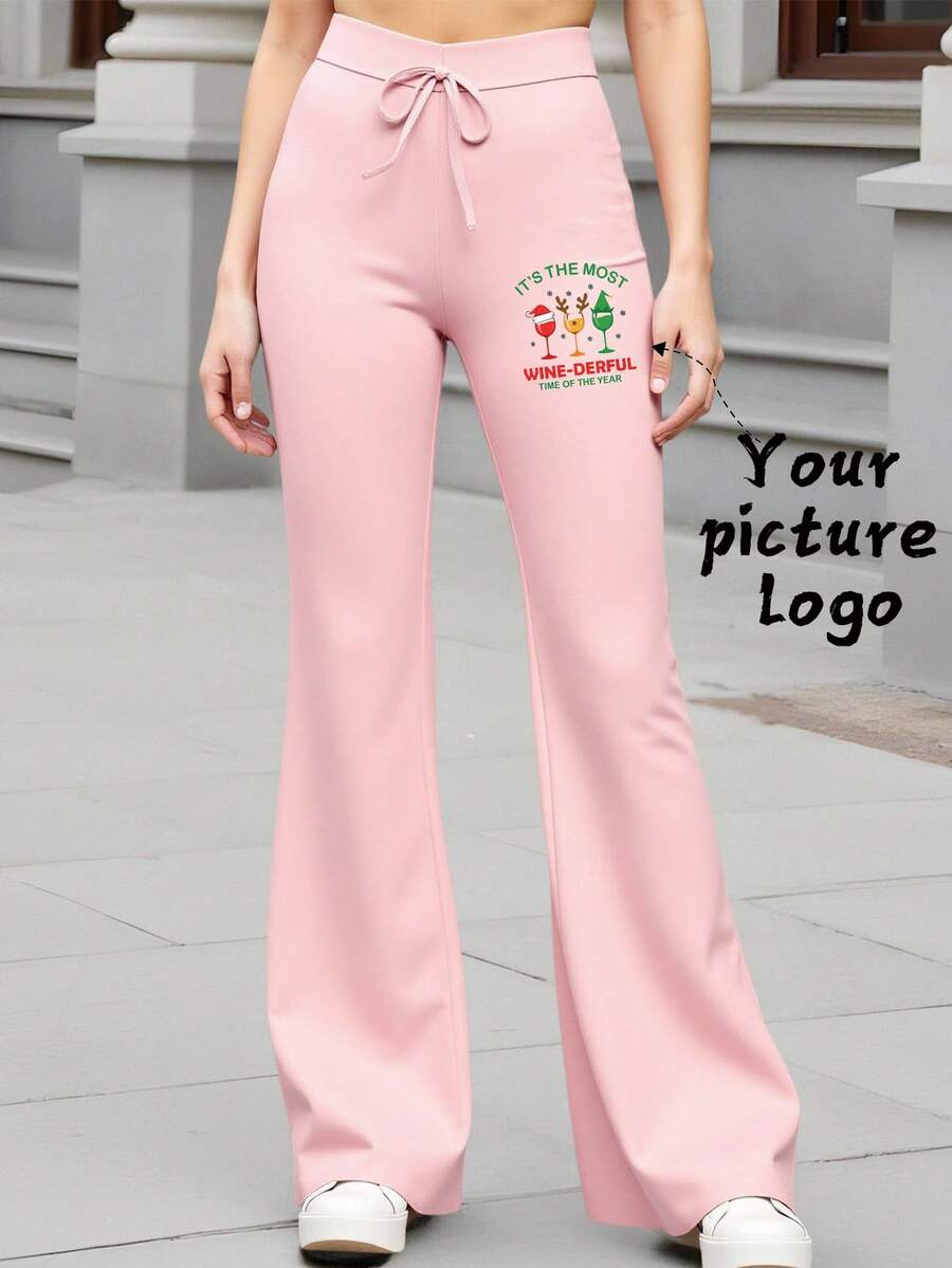 定制女士春夏秋冬休闲运动裤，定制图案/情侣/宠物/姐妹/自拍/家庭照，标志设计，节日礼物，惊喜礼物，生日礼物，结婚礼物，母亲节礼物，闺蜜礼物，周年纪念礼物，情人节礼物，送给她的礼物 - 粉色 - 查看 1