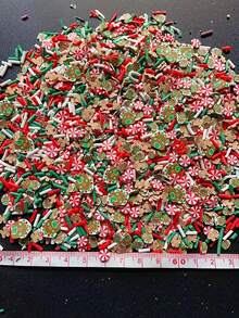 50g/Box zufällig gemischter Mini Weihnachts-Harz-Dekorations-Set, Weihnachts-Schneeflocke Weihnachtsmann Perlen, DIY Feiertags-Party Nagelkunst Dekorations-Accessoires