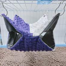 1pc Plush Dual-Layer Reversible Hanging Hammock Bed, Warm For Small Pets All Seasons - Multicolor - View 15