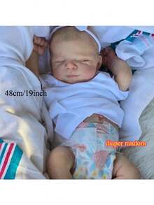 48cm Doll Soft Full Vinyl Body Reborn Baby Girl Art Toy With 3D-Paint Skin And Visible Veins, 19inch Like Real Sleeping Babies Lovely Bathe Toy For 3+ Kids Birthday Gift