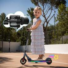 CAROMA Electric Scooter For Children Ages 6 To 14, 150W Motor, 80 Minutes Of Riding Time, 10 Mph, Adjustable Speed And Height, LED Display, Colorful Lights, Foldable Electric Scooter For Children, Ideal Gifts For Children - 藍色 - 查看 2