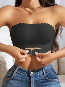 Women's Sexy Halter Tank Top - Front Closure, Pleated Design, No-Line Strap With Removable Padding, Nylon/Super Stretch Fiber Blend, Multicolor, Medium Support, Great For Adult Lingerie, Underwear, Halter Design - màu đen - Xem 3