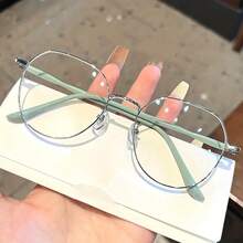 Delicate Polygon Decorative Eyewear Ornament With Soft Blue Temples, Elegant Minimalist Statement Piece For Young Women, Ideal For Summer Beach Vacation, Seaside Leisure Moments, Graduation Season Events, Road Trip Adventures, Camping Holiday Getaways, 2026 Must-Have Fashion Staple For Daily Styling, Office Commute, Party Gatherings, And All Summer Scenarios, Adds A Gentle Fresh Vibe To Any Outfit, Perfect For Creating Refined Eye-Catching Looks On Vacation And Everyday Occasions - Blue - View 5