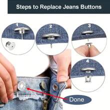 4件/6件/10件牛仔裤替换纽扣腰部免钉牛仔裤纽扣，银色字母腰扣多功能可拆卸塔扣牛仔裤裙腰部调整尺寸变化牛仔裤固定扣，免钉可拆卸牛仔裤纽扣替换套装，无需缝纽扣 - 彩色 - 查看 9