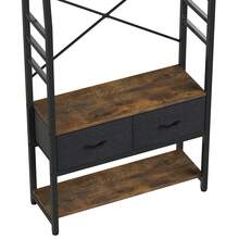 Garderobenregal, 6-in-1-Garderobenständer mit 2 Schubladen, Standgarderobe mit Schuhablage, 8 Haken -von GeoTower- - Rostbraun - Übersicht 8