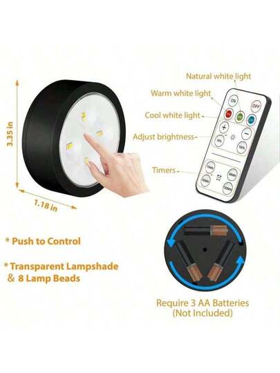 6/3/1pc Led Picture Verlichting Battery Operated, Wireless Painting Light, Wand Lamp Magnetic, Spotlight, Display Spotlight Remote Dimmable, Lighting Modes Art Frame Artworking Portrait, ative Puck Lights 150mAh Control view 10