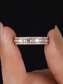 1pc S925 Sterling Silver Semicircle Thumb Ring, Elegant Jewelry Gift For Women - 半圈長方圓鑽 - 查看 6