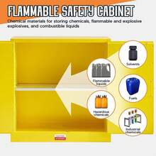100 Gal Flammable Safety Cabinet, 70x43x34 Inch Cold-Rolled Steel Design With Adjustable Shelves, OSHA & CE Certified Storage Solution For Industrial, Commercial, Laboratory And Institutional Use, Yellow - 44x43x18in - View 4