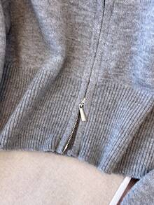 1 pieza Cárdigan de punto de unicolor con cremallera de doble vía, adecuado para vacaciones, uso diario, viajes, fiestas de cumpleaños, citas nocturnas, otoño/invierno