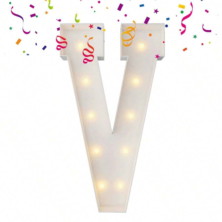 3FT Marquee Light Up Letters, Large Marquee Letters, Mosaic Balloon Frame Letter Big Letter For Engagement Wedding Decorations Birthday Party Backdrop Decor, Balloon Arch Kit - 字母V - 查看 1