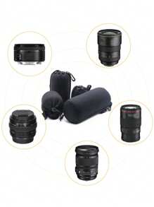 1 pièce Sac souple en nylon pour objectif d'appareil photo, convient pour Canon et la plupart des appareils photo reflex numériques. Étui pour chargeur, batterie externe, chargeur de téléphone, accessoires pour appareil photo numérique