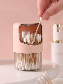 Rotating Cotton Swab Holder With Lid, Round Desktop Cotton Swab Box, Plastic Makeup Remover Pad Storage Box, Transparent Toothpick Holder