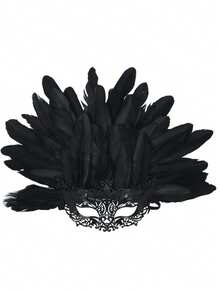 D EXCEED 1/2/3/4 Pcs Women's Venetian Replica Artificial Feather Half Mask Headpiece – For Cosplay Events, Halloween Celebrations, Carnival Party, Elegant Masquerade Balls & Themed Parties - 3pcs - View 5