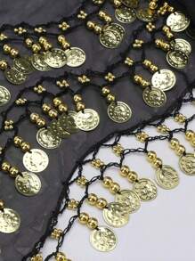 1 Stück Bauchtanz Hüftkette Outfit, Metallnetz Hüftrock Band Körperschmuck, Münzen Hüfttuch Gürtel für Tanz, Boho Stil