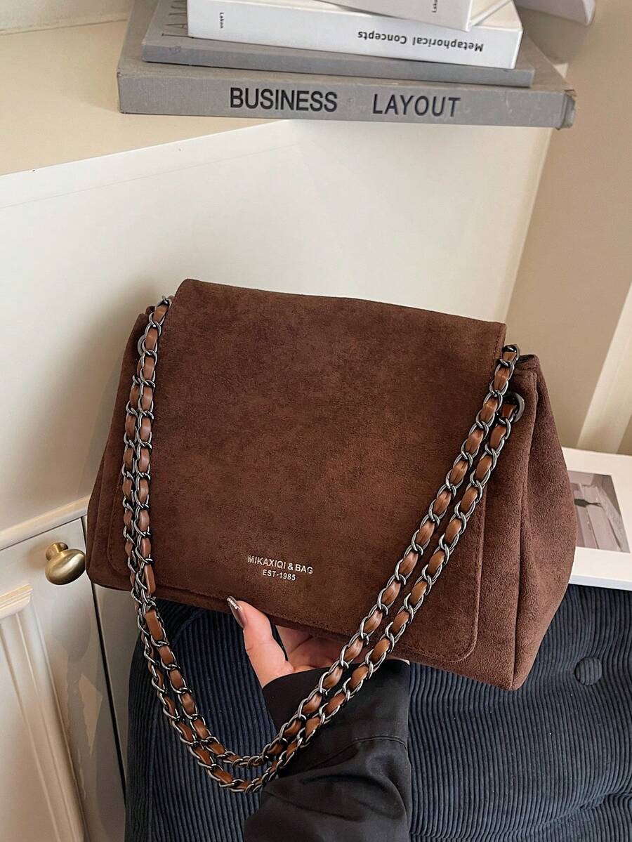 1 pieza Nuevo bolso de hombro/cruzado de mujer de cadena trenzada para otoño/invierno, adecuado para oficina, viajes, compras, vacaciones, uso diario y combinación de atuendos