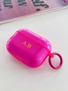 Custom Minimalist Matte Macaron Neon Color Bluetooth Earphone Protective Case, Matte Beige Style, Fashionable And Versatile, Includes 1 Earphone Hook - Fluorescent Rose Red - View 4