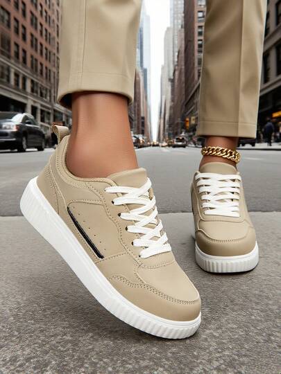 2025 New Women Casual Lace-Up Soft Bottom Comfortable Skateboard Shoes, Lightweight Low-Top Daily Sneakers, Couple Shoes