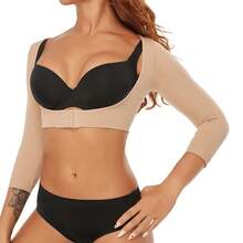 Arm Shaper For Women Posture Corrector Post Surgery Arm Lipo Compression Sleeves Slimming Arm Faja Front Closure Shapewear 3/4 Sleeve Crop Tops Nude - Màu be - Xem 8