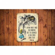 Agedsign Alice In Wonderland Poster, Vintage Metal Tin Sign I Know Who I Was This Morning Quotes Decor Gifts For Girls Living Room Party Decorations 12" X 8" - 1 - 查看 4