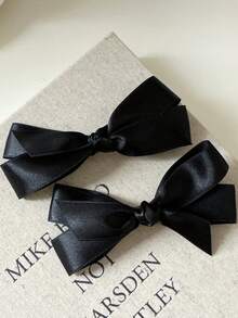 6个/3个/2个/1个装 女士 4.72英寸/12厘米 黑色/米色/棕色 双层蝴蝶结发夹，优雅简约复古街头风，适合日常佩戴、通勤、旅行、上学、派对、送礼，爪夹、发夹、发卡、鳄鱼夹，秋季时尚，秋冬女装，蝴蝶结，可爱，发饰，头饰，发夹 - 彩色 - 查看 4