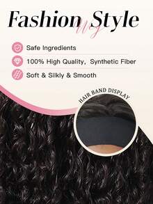 26 Inch Long Jerry Curly Brown And Gold Two-Color Headband Wig; Wigs For Women, Carnival; Kpop, K Pop; Y2k; Cosplay; Synthetic Woven Chemical Fiber Wig, Peluca; Fake Hair; Ideal For Holiday Travel Cosplay, Halloween, Christmas And Daily Wear; Dopamine Style; Quick Arrival - Black - View 6