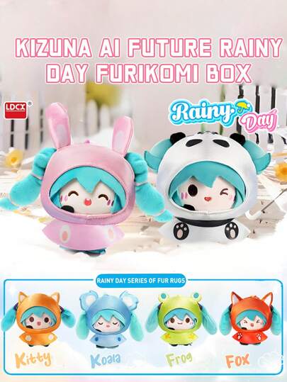 Caja sorpresa de peluches de Hatsune Miku Rainy Day, 6 adorables peluches con capucha (conejo, zorro, panda, koala, rana, gatito), llaveros suaves para decorar bolsos, material de felpa de alta calidad, diseño adorable de Hatsune Miku con capuchas de animales, sorpresa coleccionable perfecta para entusiastas del anime y amantes de los peluches, ideal para regalar, decorar tu escritorio o añadir un toque kawaii a tus accesorios diarios.