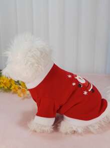 Pet Dog Christmas Santa Claus Fleece Sweatshirt, Outdoor Wear For Small Cats And Dogs
