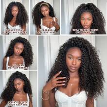 Water Wave Half Wig Brazilian Human Hair 3 In 1 Seamless Flip Over Water Curly Half Wigs Human Hair Glueless Wear And Go Beginner Friendly 150% Density - Natural Black - View 5