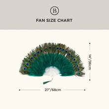 BABEYOND Roaring 20s Vintage Style Peacock & Black Marabou Feather Fan Flapper Accessories For Costume Halloween Dancing Party Tea Party Variety Show (Dark Green-White Rib) - 墨綠色 - 查看 5