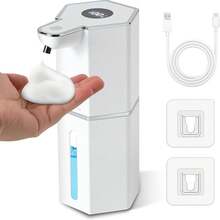 非接触式泡沫皂液器，自动液体皂液器，自动皂液器，厨房皂液器，皂液器，新款方形皂液器，创新设计，可视窗口提供液体和泡沫样式，壁挂式或台面放置，统一Type-C USB充电，4档可调液体量，适用于办公室、酒店、家庭、学校等场景 - 全新噴油工藝 - 查看 22