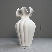 1件精緻陶瓷花瓶，高20cm，小巧尺寸，適合桌面擺飾，適用於乾花與鮮花，粗糙磨砂表面設計，時尚新穎，現代風格 - 米色 - 查看 13