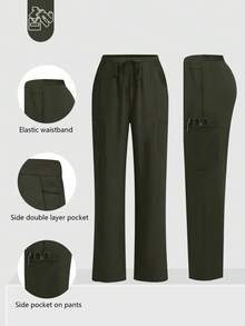 cimmuovere Women's /Nursing Pants, Comfortable Pants, Solid Color Simple Multi-Pocket Pants Spring - Army Green - View 1
