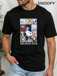 The  Tour Loose  Men's Short Sleeve Casual Cartoon Print Versatile Model - Black - View 3