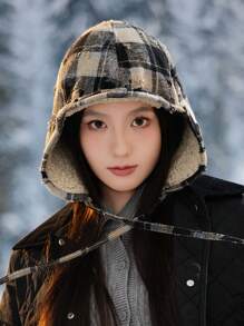 قبعة نسائية من نوع Trapper بألوان متباينة، محبوكة بسمك مناسب للطقس العادي والأنيق، متعددة الاستخدامات مناسبة للخارج والتزلج والدراجات والسفر والحفلات والاستخدام اليومي في فصلي الخريف والشتاء