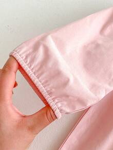 1 pieza Vestido casual cómodo de manga larga con cuello alto, bordado y con ribete de encaje en color rosa para niñas, otoño - Rosa Oxidada - Ver 5