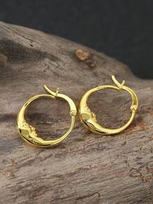 1 对时尚独特月亮形精致复古耳环，适合女士约会派对婚礼订婚珠宝配饰装饰情人节礼物、妈妈、母亲、母亲节、礼物 - 金黃色 - 查看 4