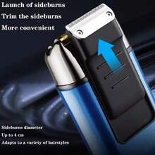 Afeitadora eléctrica recargable Kemei KM-1112 para hombres, 2 en 1, IPX5 impermeable, máquina de afeitar flotante con carga USB - Azul - Ver 7